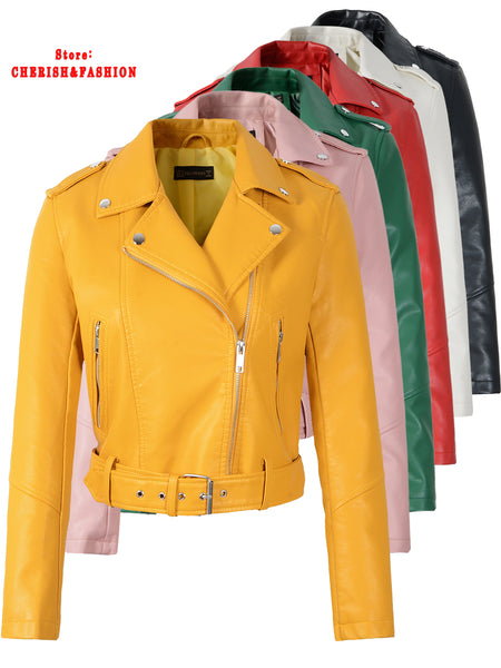 New Arrival brand Winter Autumn   yellow leather jacket Leather