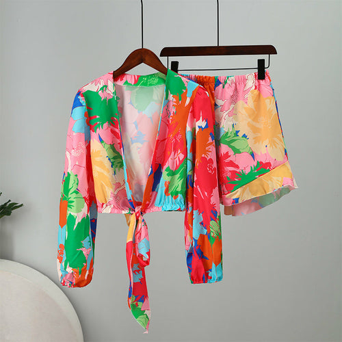 Blouses With Prints Two Piece Sets Long Sleeve Tops Female Flared