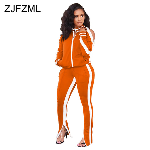 Two-Piece Long Sleeve Striped Tracksuit